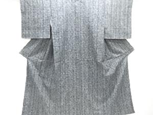 アンティーク　縞に絣柄織り出し手織り紬着物